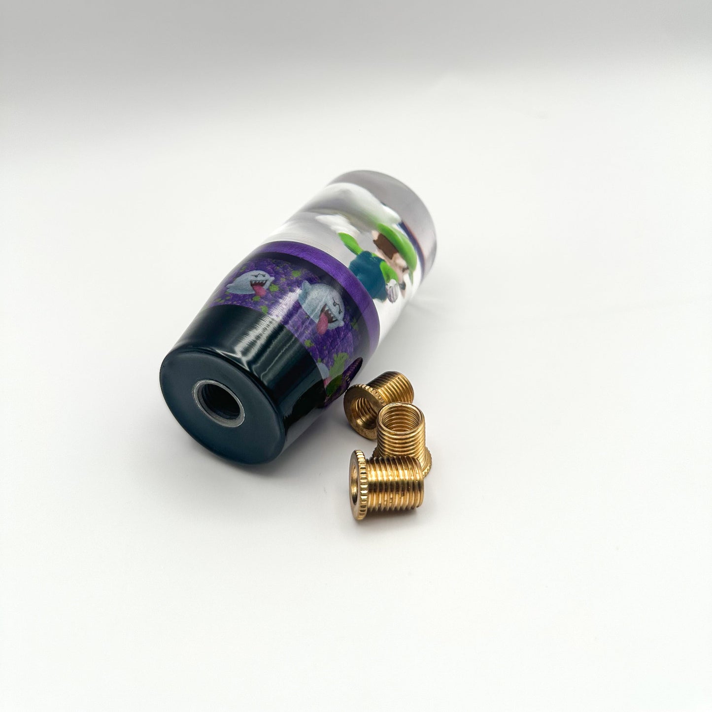 Luigi & Boo shift knob – custom Mario Kart car accessory. Weighted resin gear knob for smooth shifting, universal fit, and standout Nintendo style.