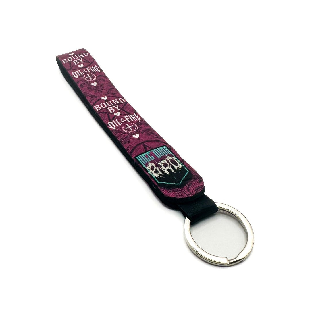 broken Heart keychain stamped pentagram and bound by Oil and fire