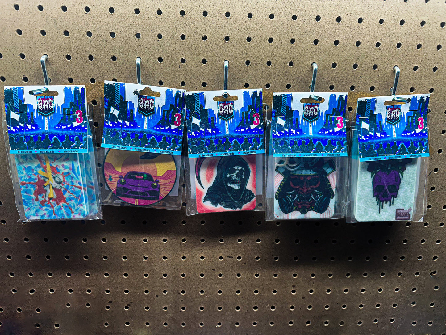 photo shows five of nice knob bros designed in america air fresheners