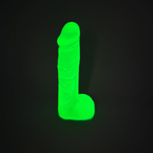 Glow-in-the-dark dildo shift knob, 6.05" tall and universally compatible. Weighted, durable, and hilarious—fits most manual and automatic cars.