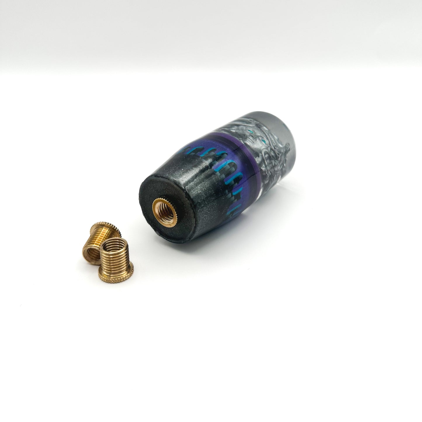 purple blue teal shift knob with silver medusa