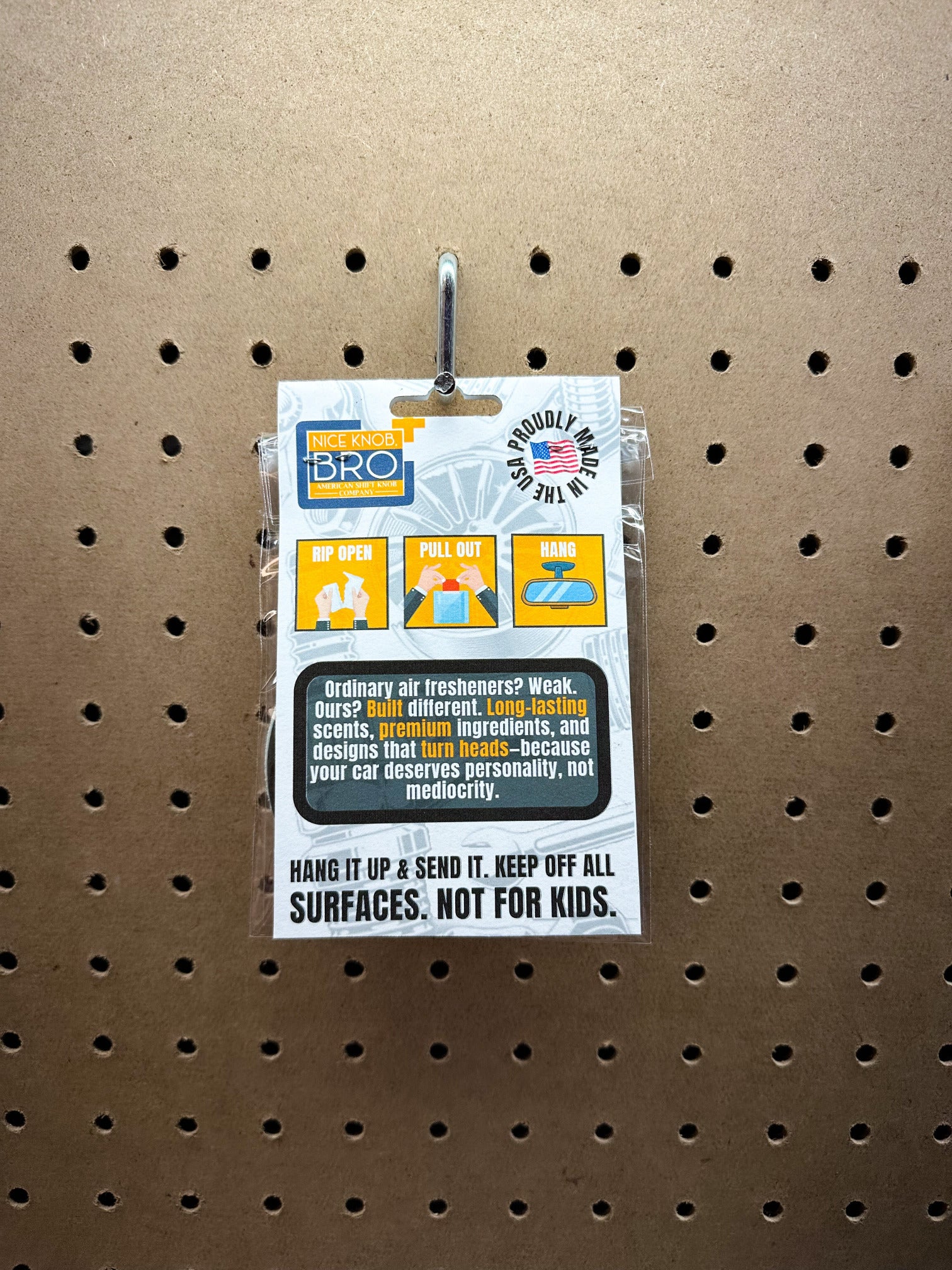 back of nice knob bro air freshener box smells good bro 
