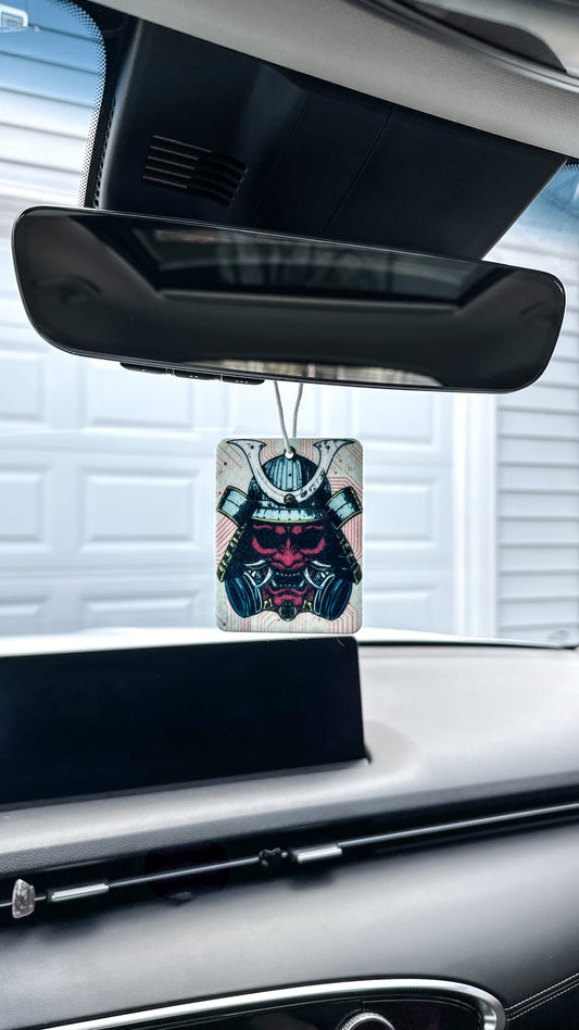 Hanging in car Cyberpunk samurai designed and made in USA air freshener phantom frost scent 