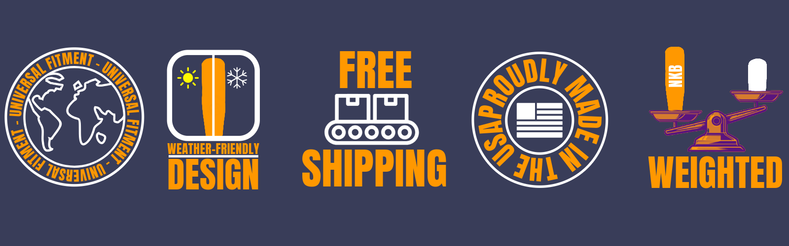 Nice Knob Bro Blue image banner unique selling points. universal fitment, weather friendly design, free shipping, made in usa, weighted shift knobs or gear shifters