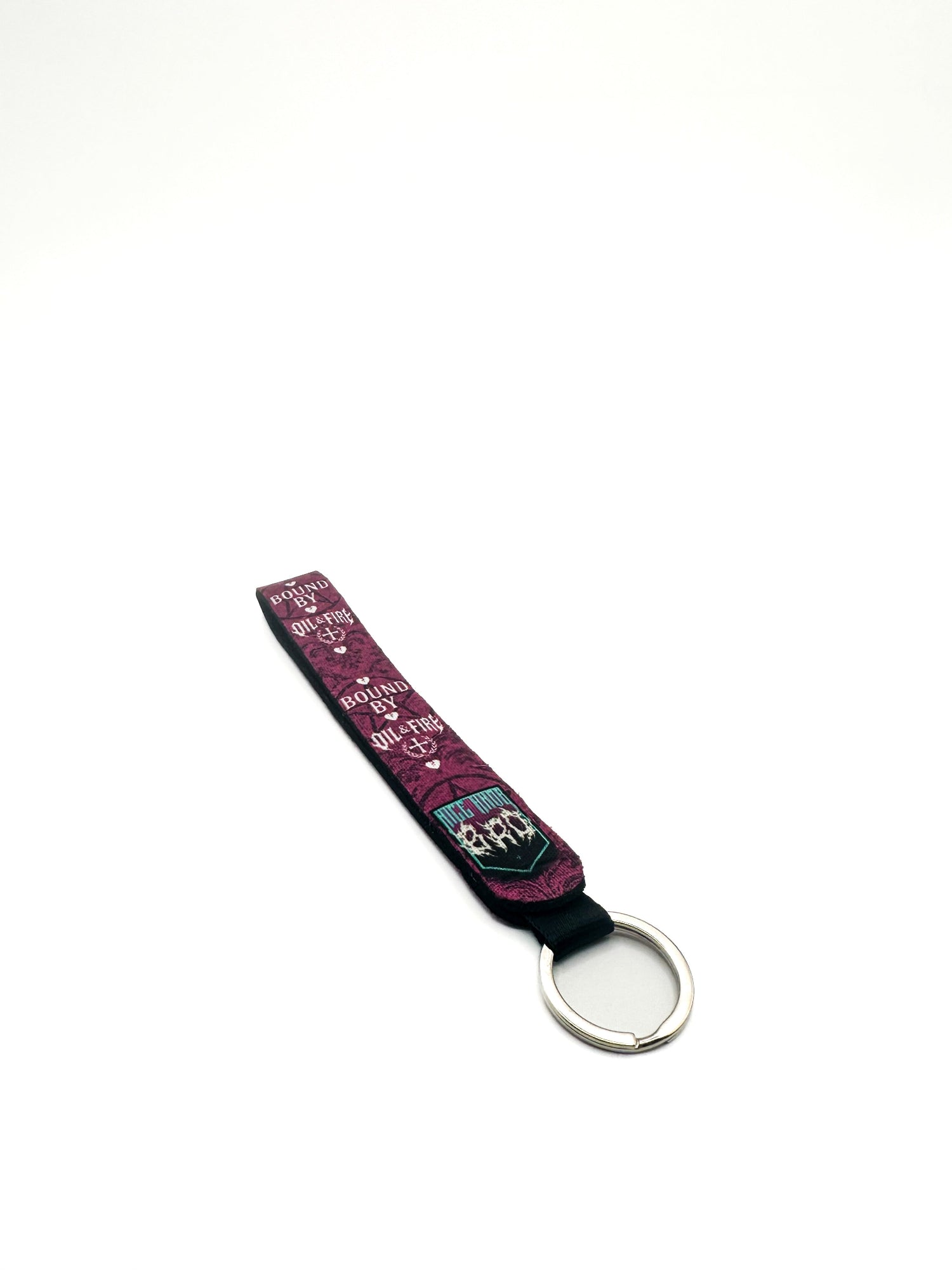 broken Heart keychain stamped pentagram and bound by Oil and fire