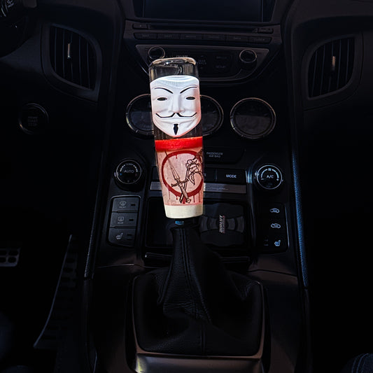 v for vendetta custom universal shift knob for manual shifters with red roses and dagger