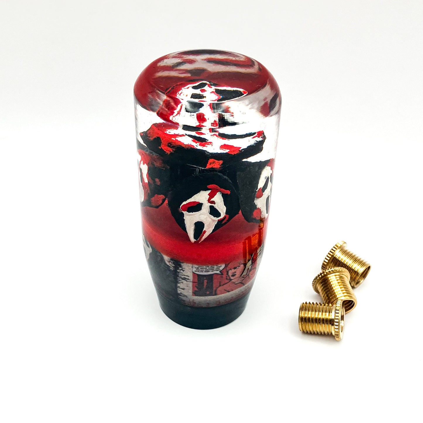 Ghostface Scream-inspired shift knob collectible for car enthusiasts by Nice Knob Bro.