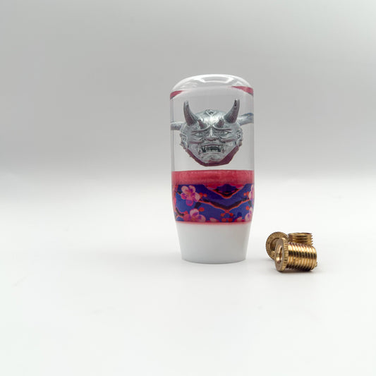 pink Japanese JDM shift knob with flowers and thread adapter universal fit for manual cars